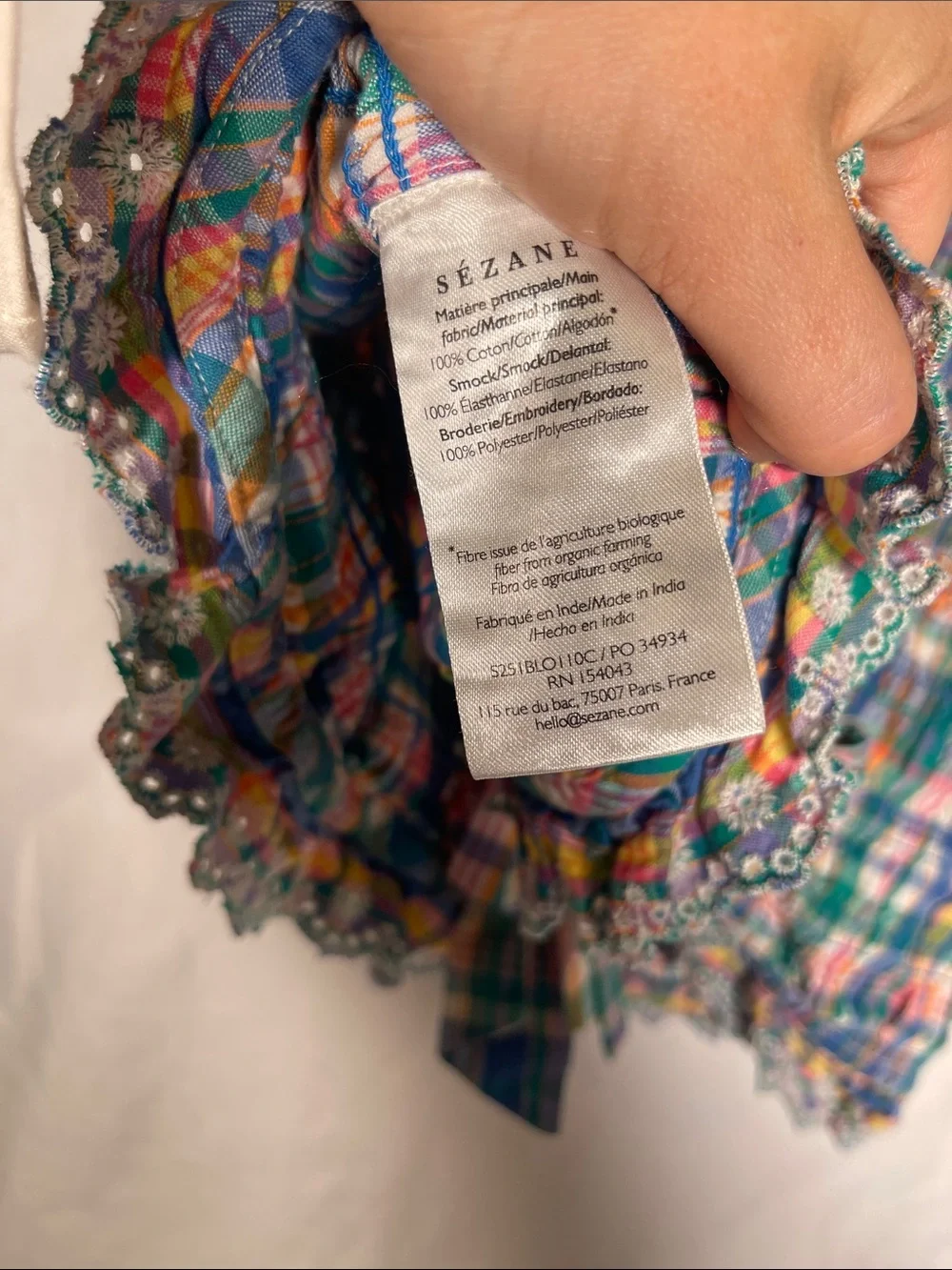 SEZANE WOMENS GREEN GINGHAM MATCHING SET LIORANE BLOUSE DORIAN SHORTS 8/FR 40